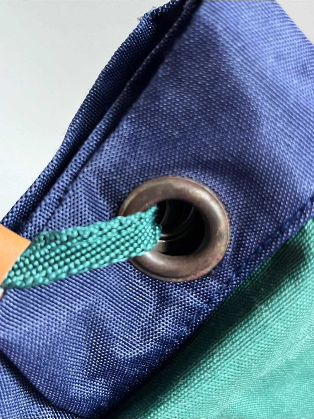 Alexander Julian Canvas Bucket Top Drawstring Backpack Green Blue Colorblock